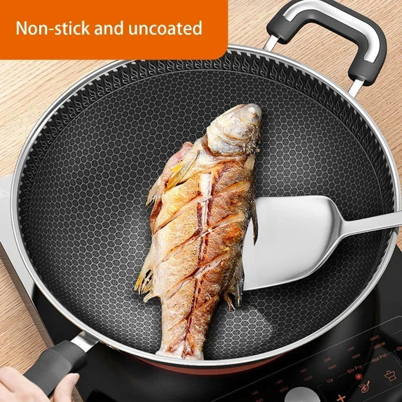 Premium Non-Stick Double-Sided Honeycomb Stainless Steel Frying Pan