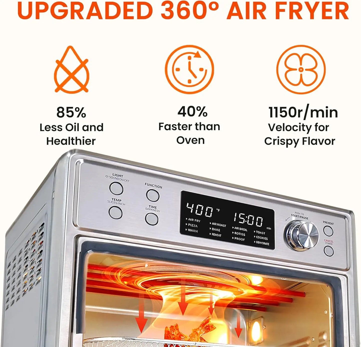 Toaster Oven Air Fryer Combo, 12-in-1 Air Fryer Oven