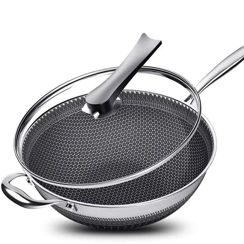 Premium Non-Stick Double-Sided Honeycomb Stainless Steel Frying Pan