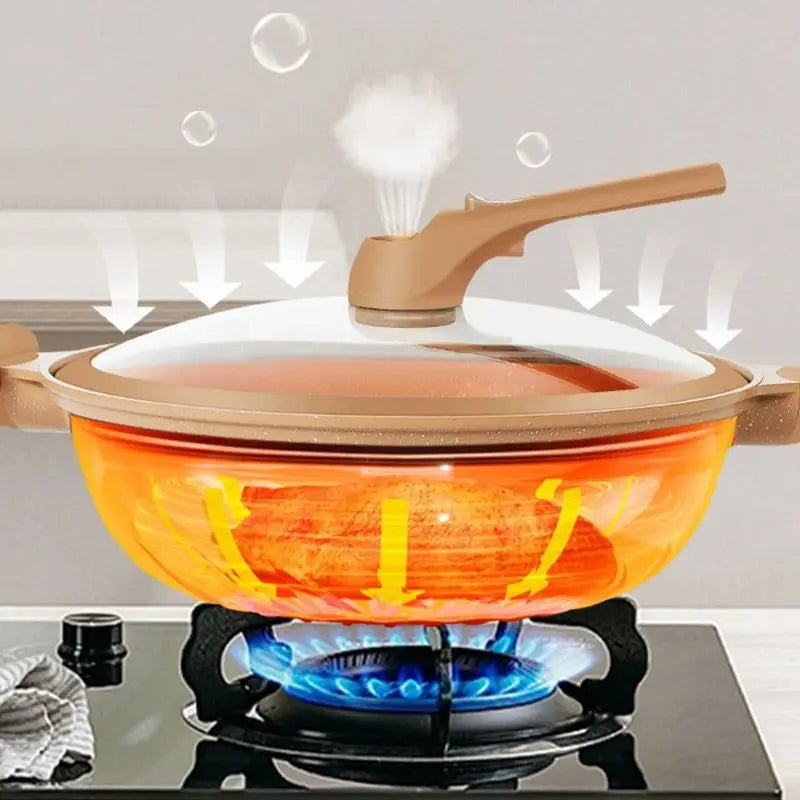 Non-Stick Clay Wok With Steamer Basket