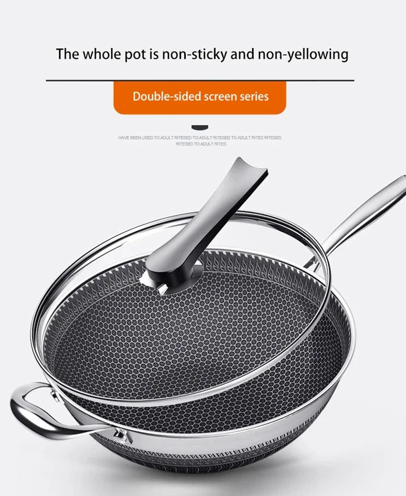 Premium Non-Stick Double-Sided Honeycomb Stainless Steel Frying Pan