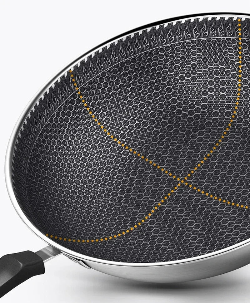 Premium Non-Stick Double-Sided Honeycomb Stainless Steel Frying Pan